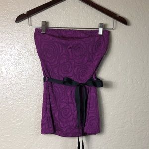 Papaya purple rose tube top with ribbon belt